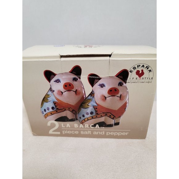 La Barca 2 Piece Salt and Pepper Pig Shakers, New - Picture 7 of 7